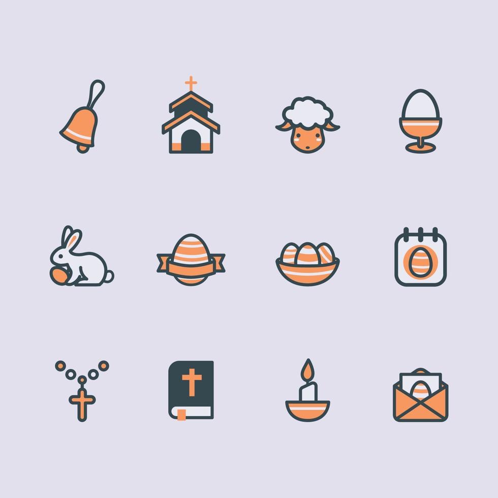 Set of Cute Easter Icon vector