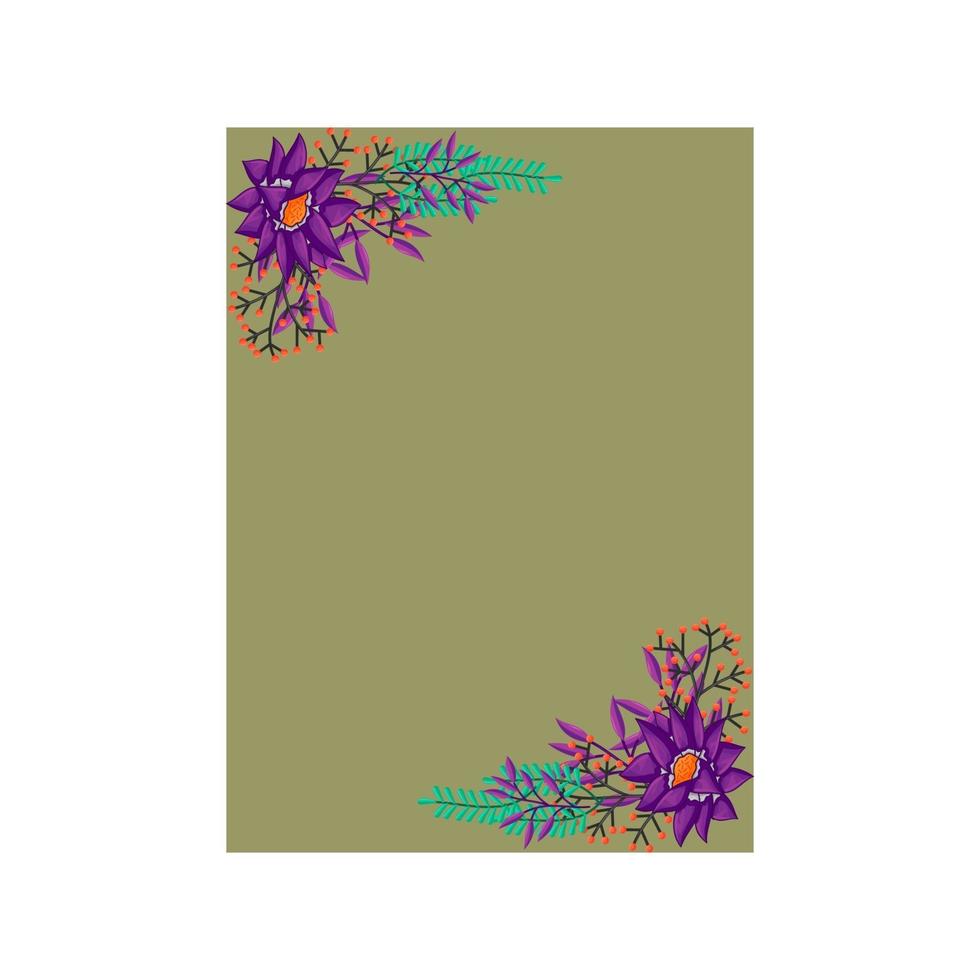Vector frame Flowers Colors Blank Elegant Template Isolated