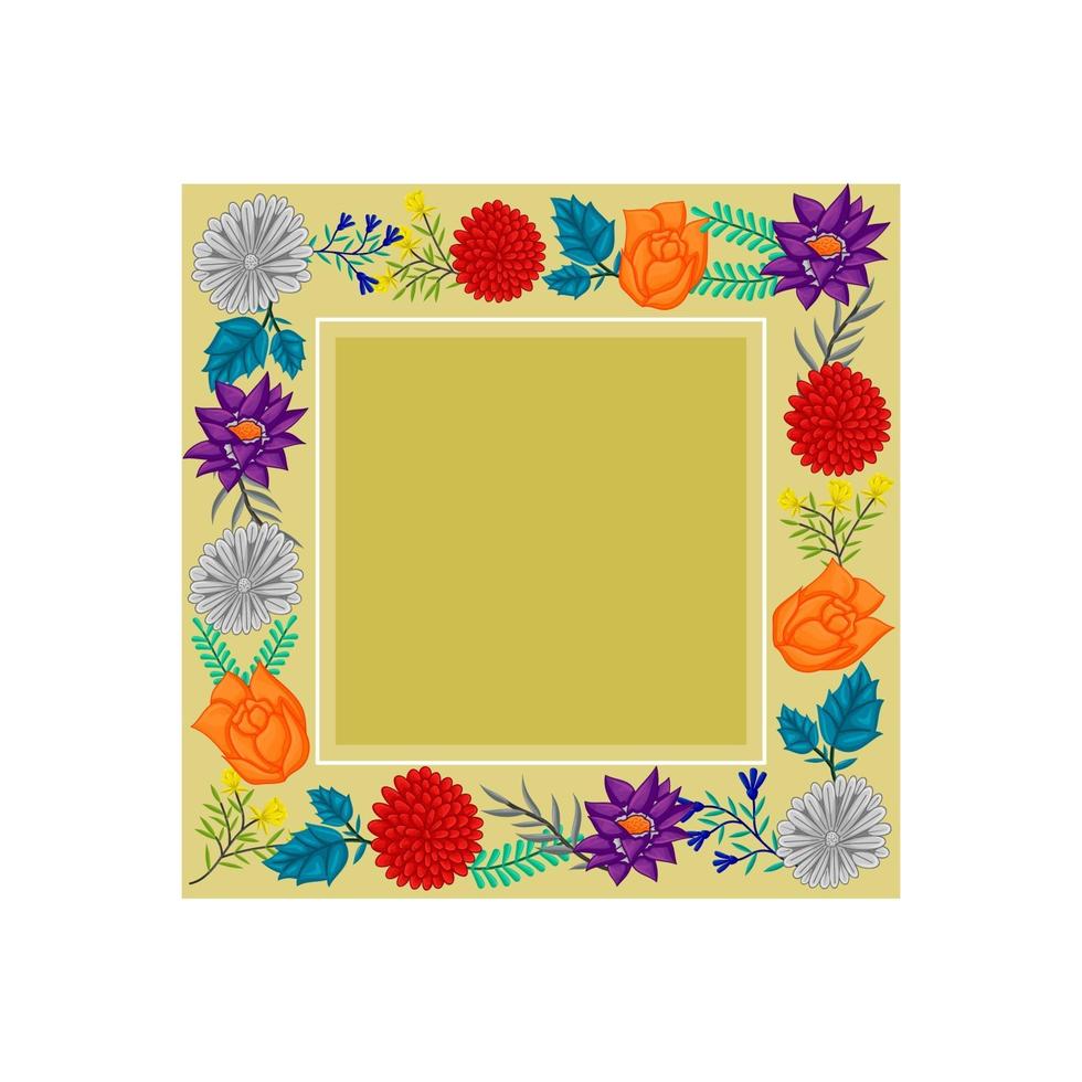 vector marco flores colores boda plantilla en blanco aislado