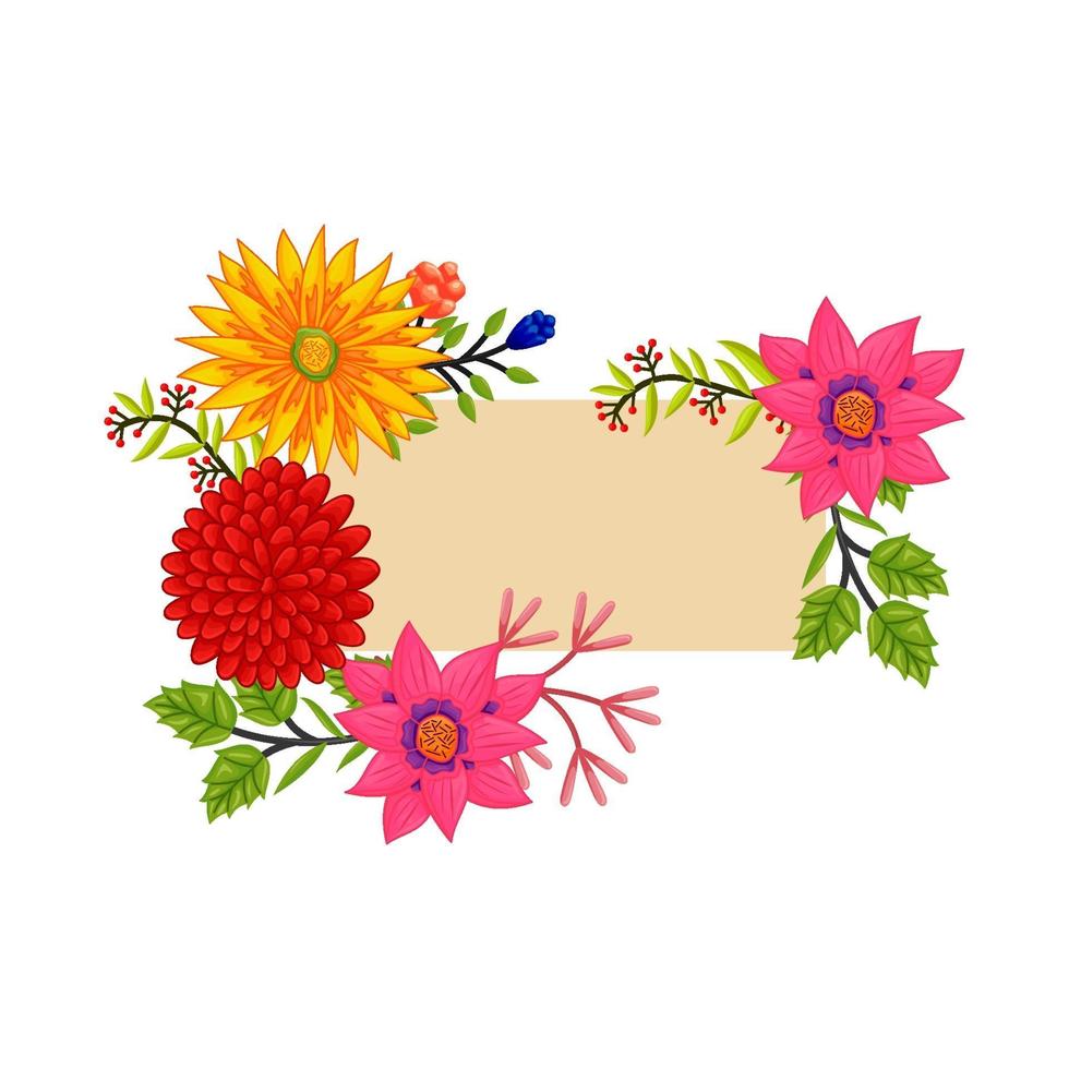 Vector frame Flowers Colors Blank Flourish Template Isolated