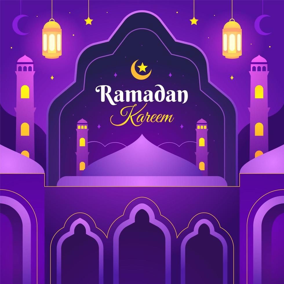 diseño de ramadan kareem púrpura vector