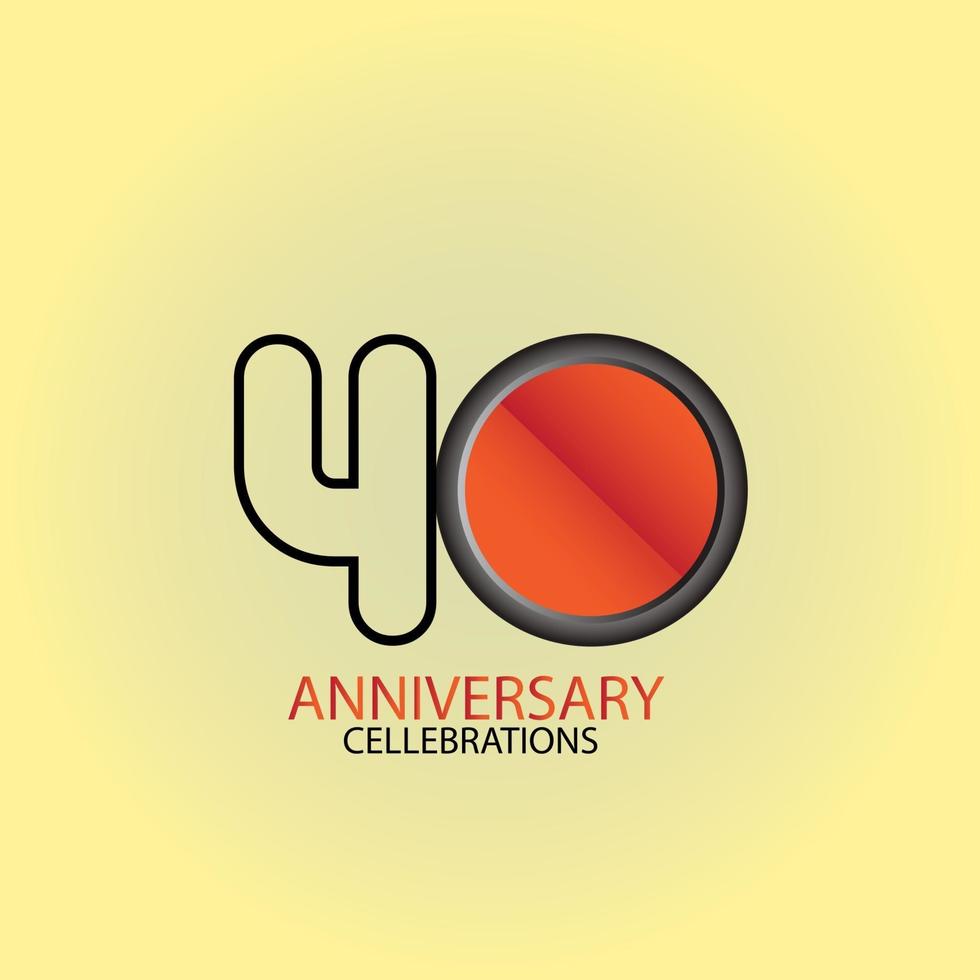 40 Year Anniversary Vector Template Design Illustration