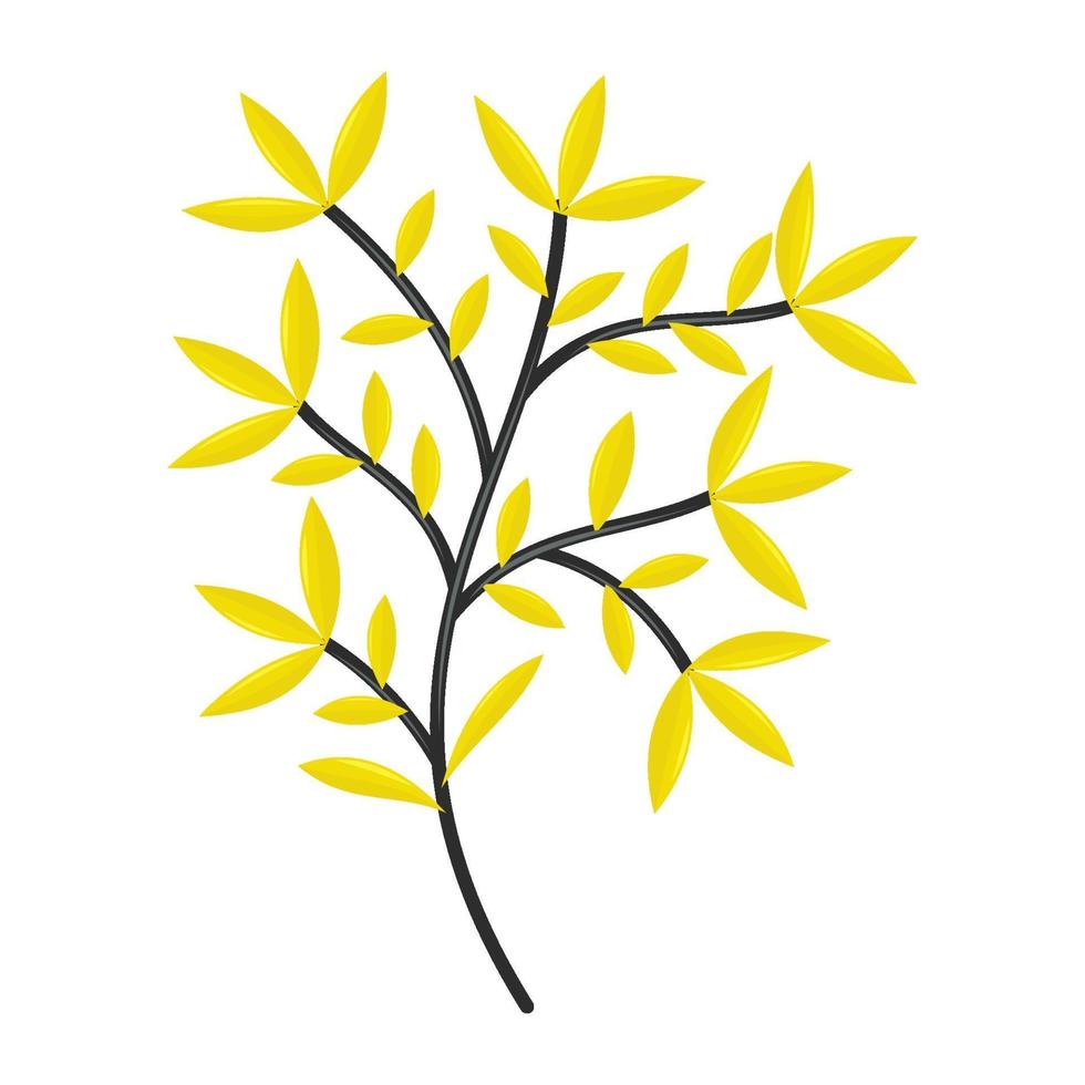 Hand drawn tree branches Yellow leaves Vector