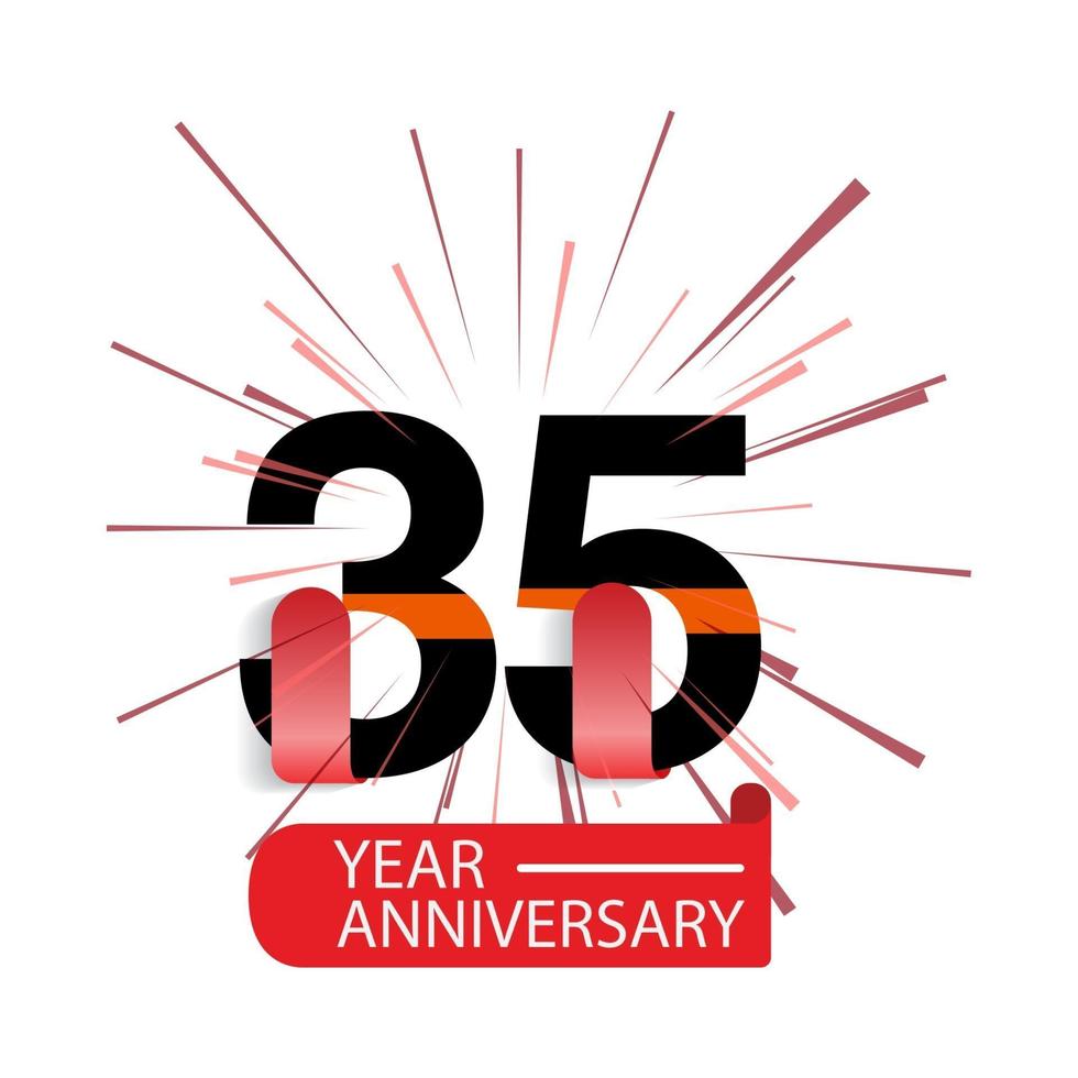 35 Year Anniversary Vector Template Design Illustration