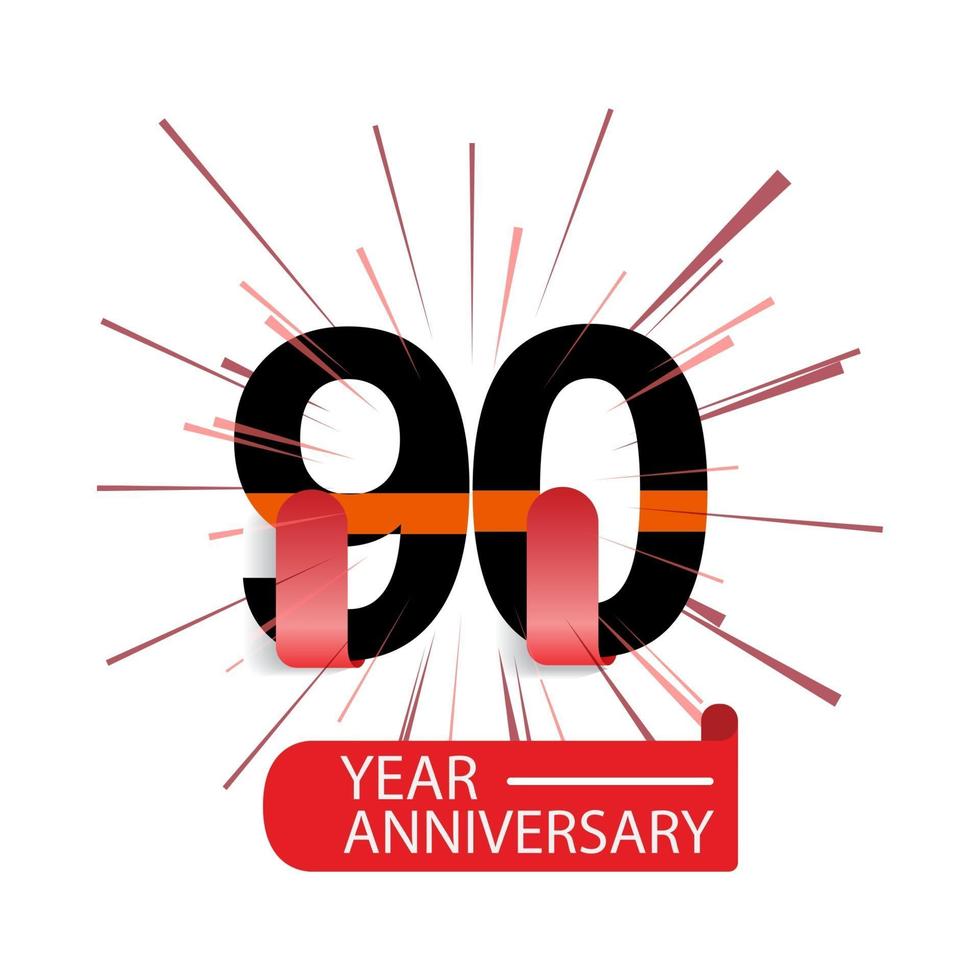 90 Year Anniversary Vector Template Design Illustration