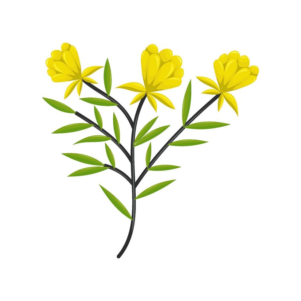 Hand drawn tree branches Yellow leaves Vector Illustration