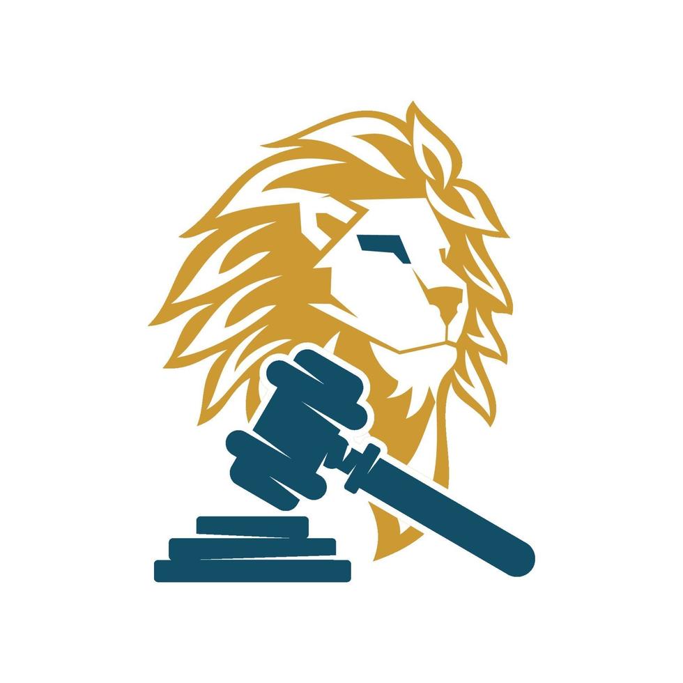 Lion Head Hammer Law Design Symbol Template Vector Isolated