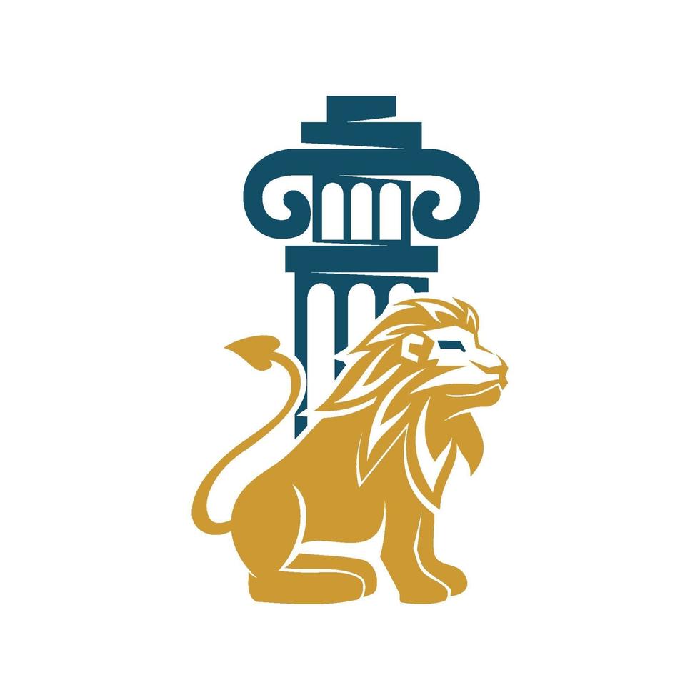 Lion Law Column Design Symbol Template Vector Isolated