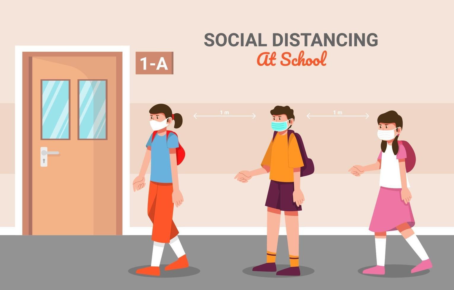 distanciamiento social en la escuela vector