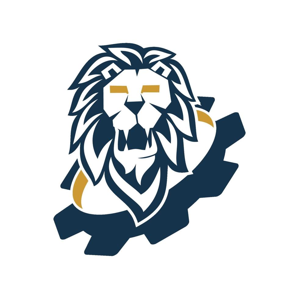 Lion Head Gear Design Symbol Template Isolated vector