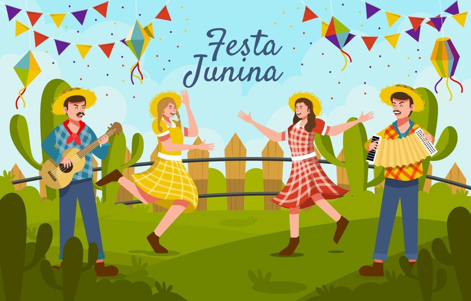 People Celebrating Festa Junina vector