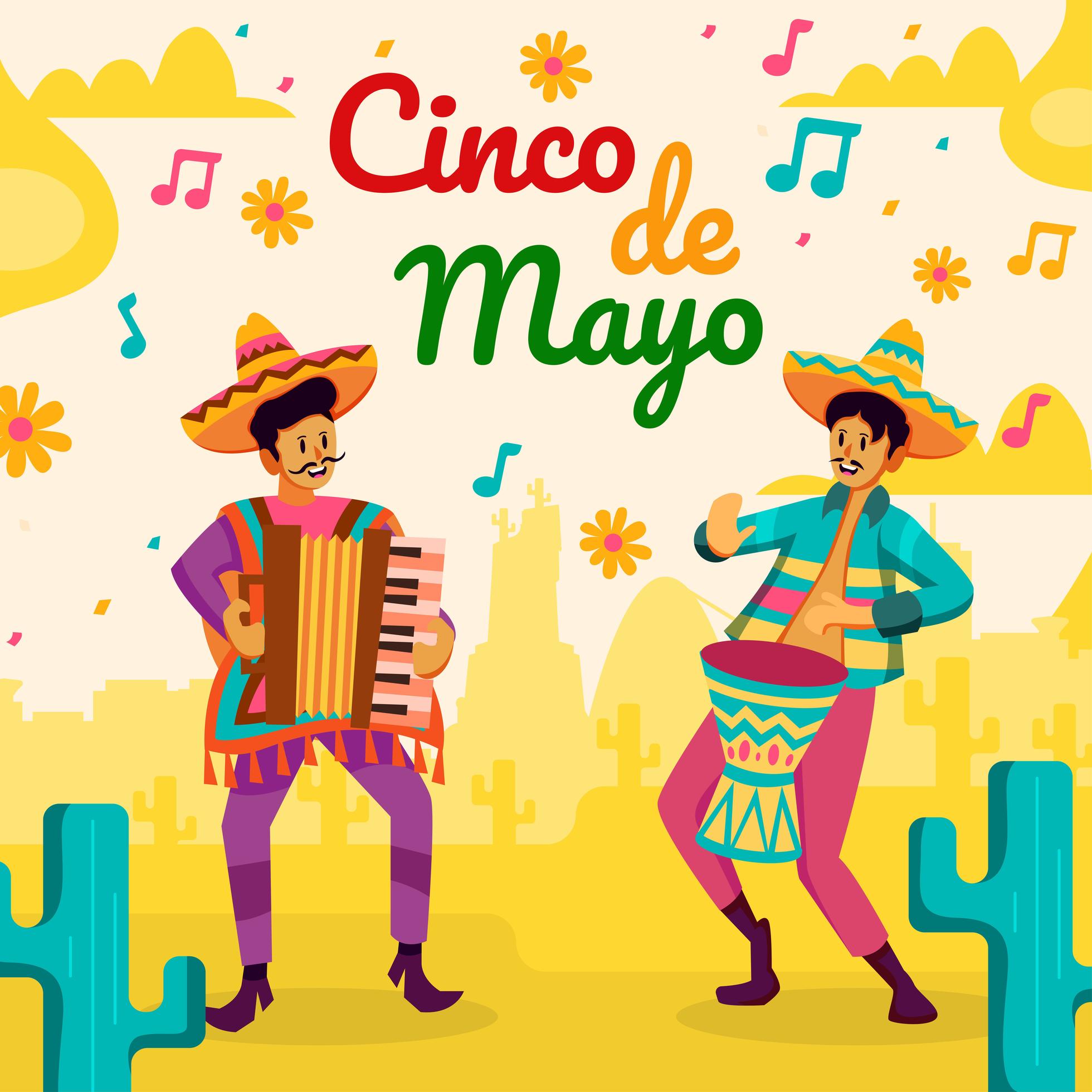 Musicians Plays Music Celebrates Cinco De Mayo Festival 2166521 Vector