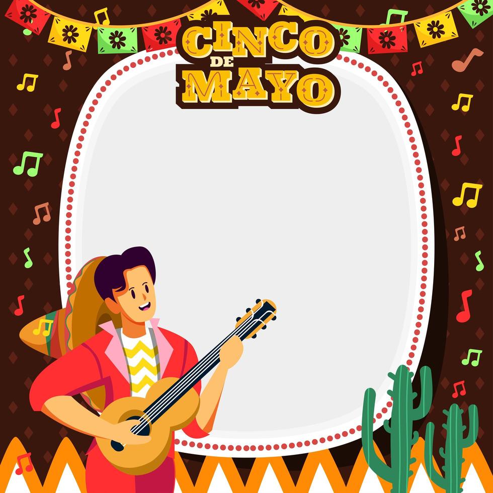 Guitar Man Singing in Cinco De Mayo Background vector