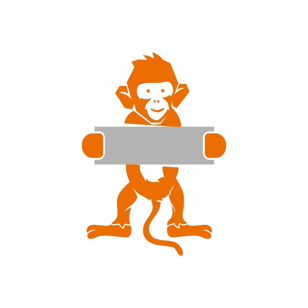 Monkey Hold Banner Blank Design Illustration Isolated vector