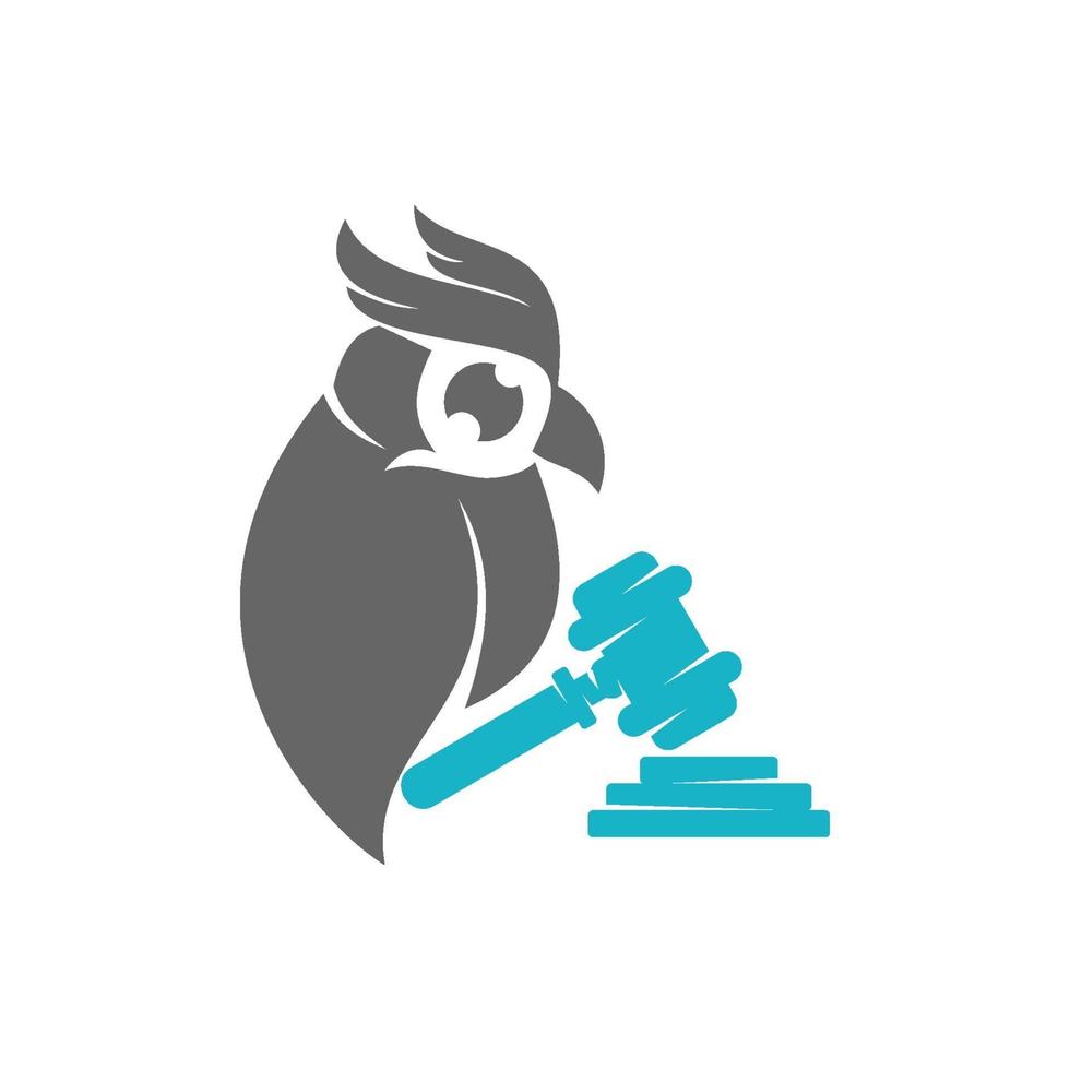 Owl Hammer Law Design Vector Template Isolated