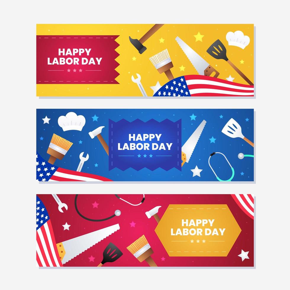 Labor Day Banner Template Set vector