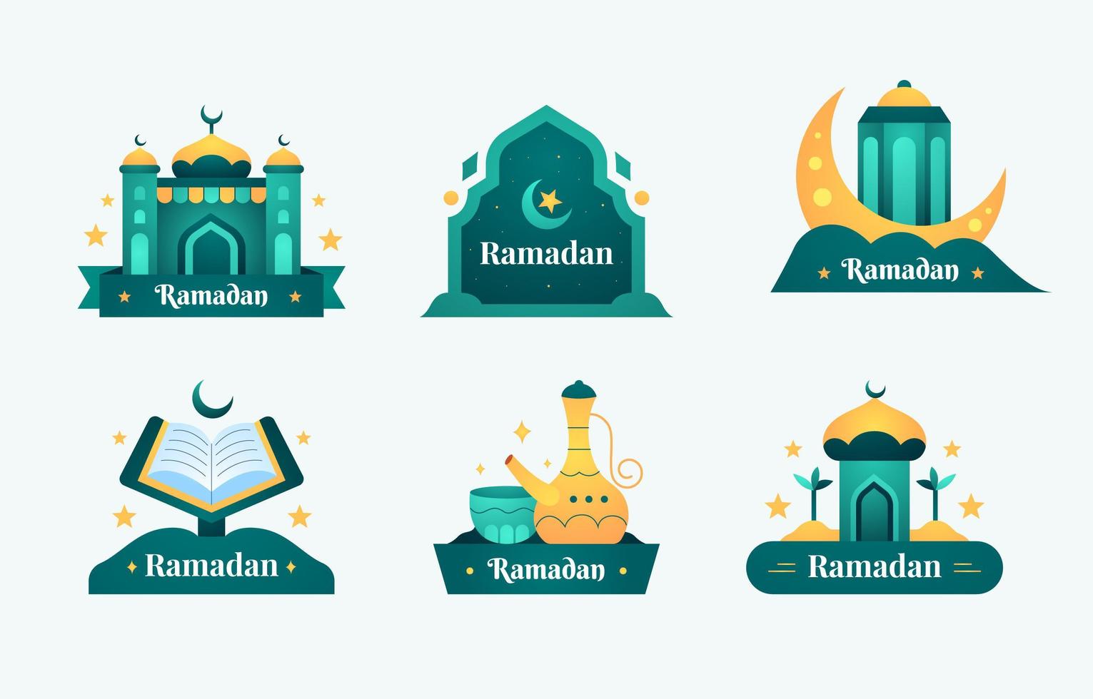 conjunto de insignias de eid mubarak vector