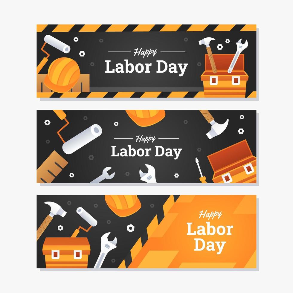 Happy Labor Day Banner Template Set vector