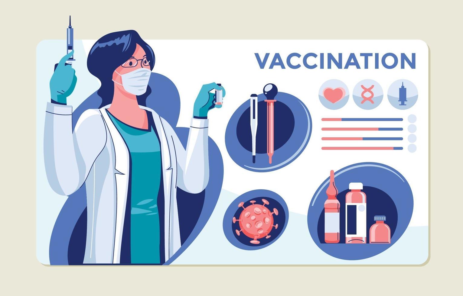 concepto de vacunación elementos infográficos vector