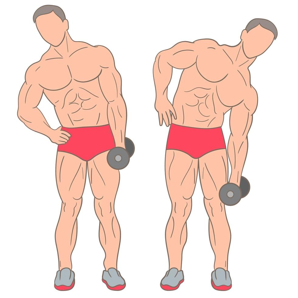 Athletic man working out set vector