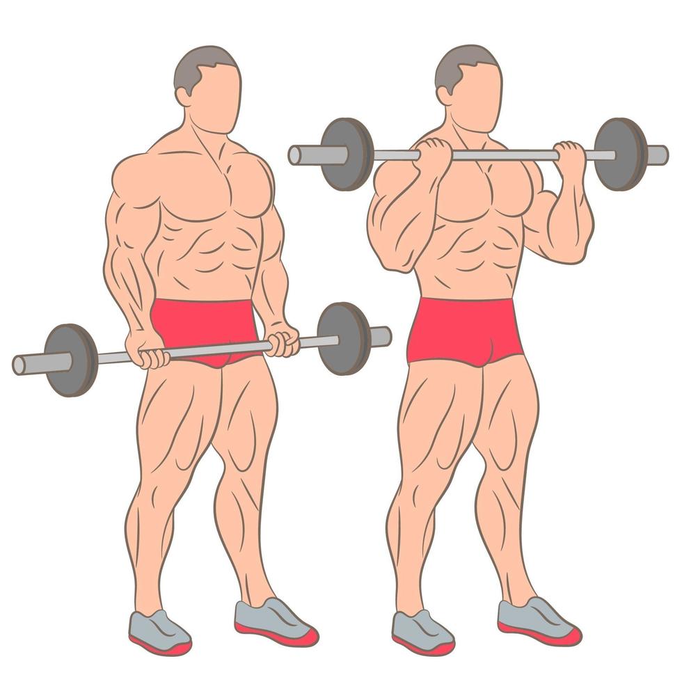 Athletic man working out set vector