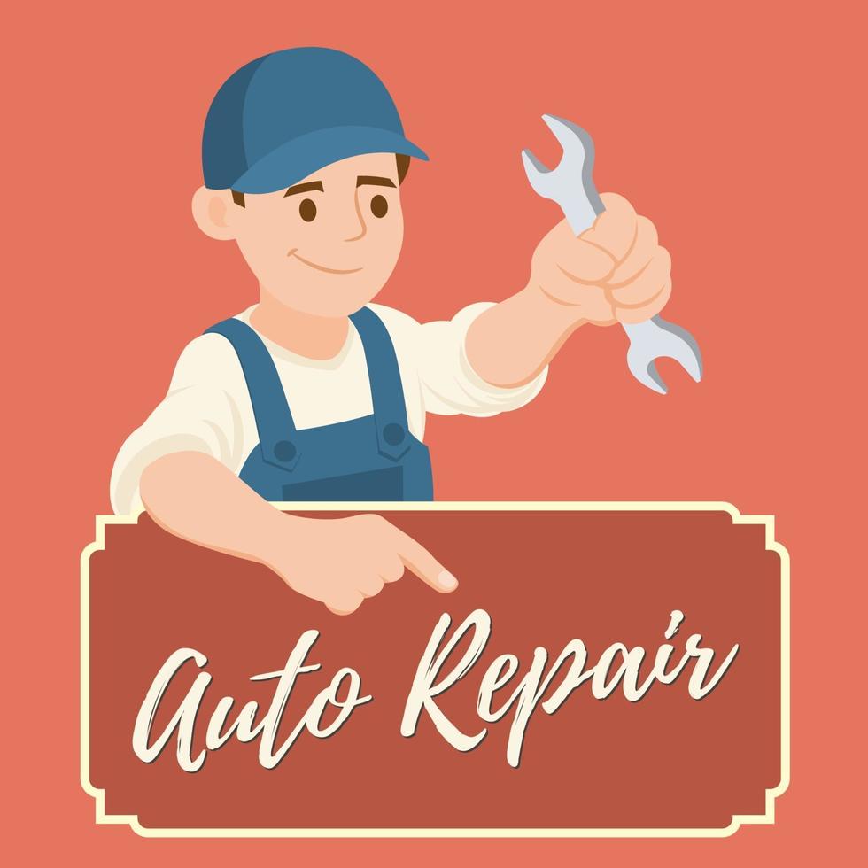 Clipart picture of a male mechanic cartoon character vector