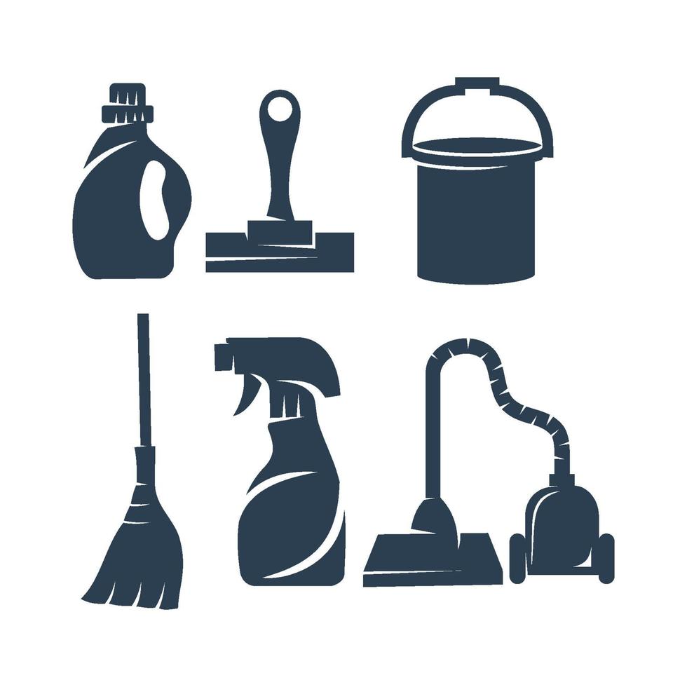 Conjunto de vectores de plantilla de diseño empresarial de herramienta de servicio de limpieza