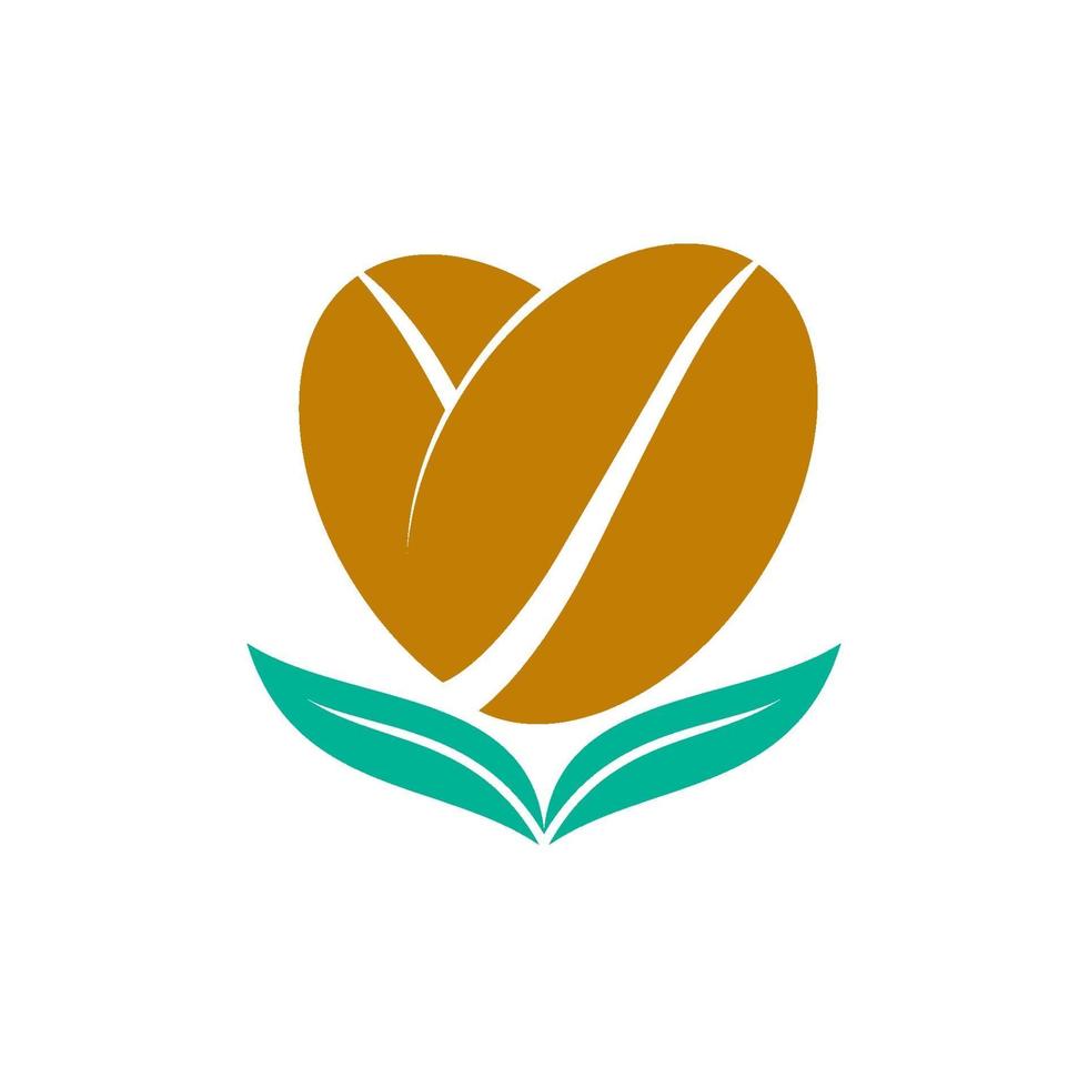 Diseño de ilustración de icono de vector de plantilla de hoja de amor de café aislado