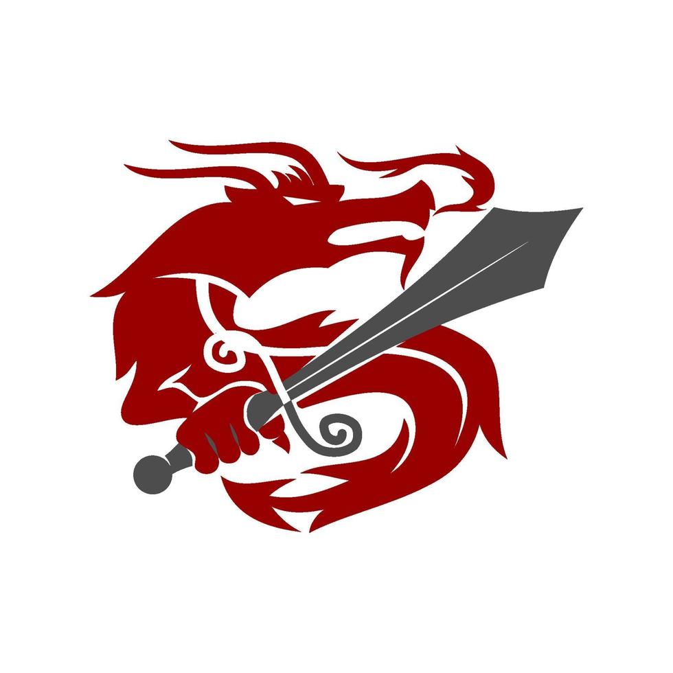 Dragon Sword Design Mascot Template Vector Isolated