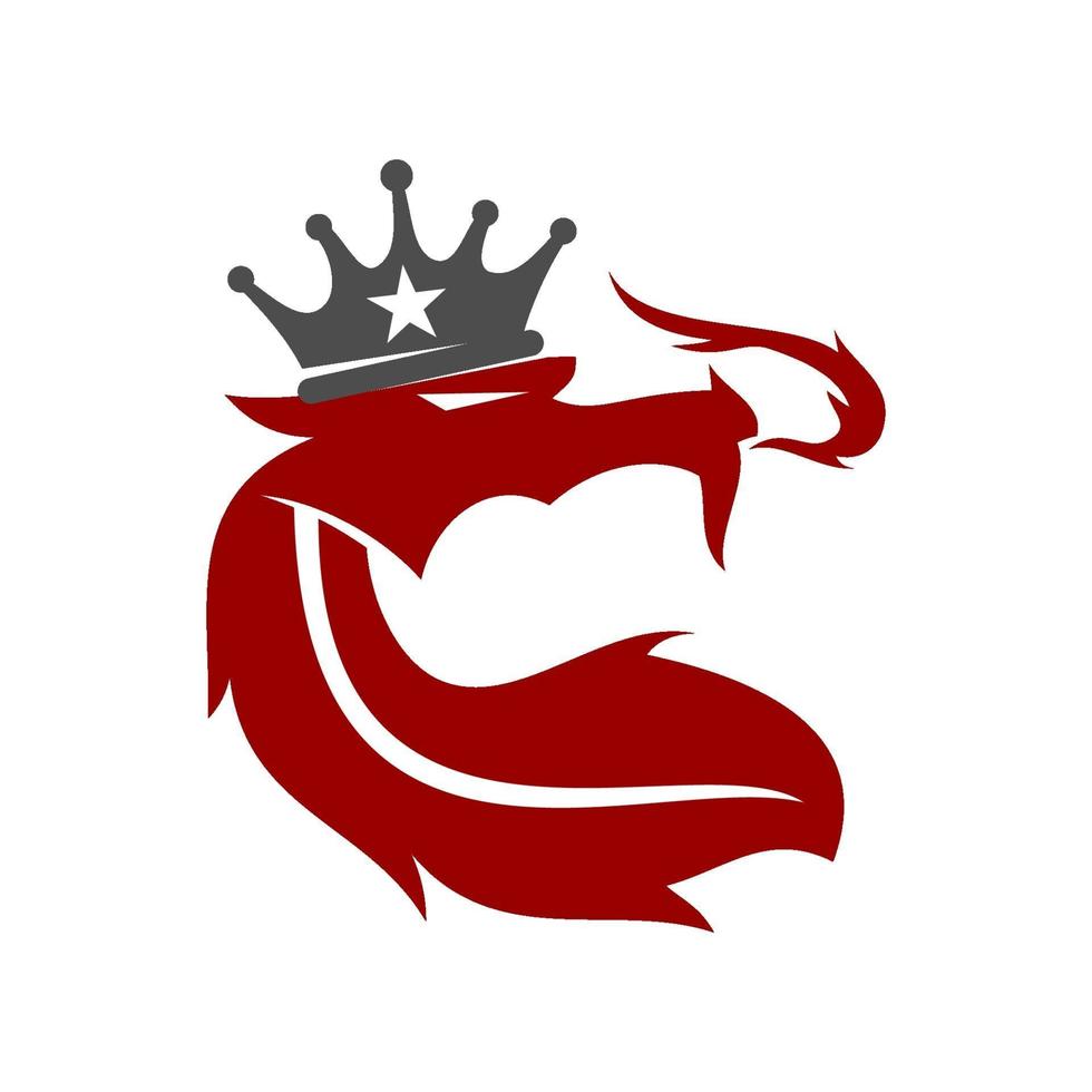 vector de plantilla de mascota de diseño de rey dragón aislado