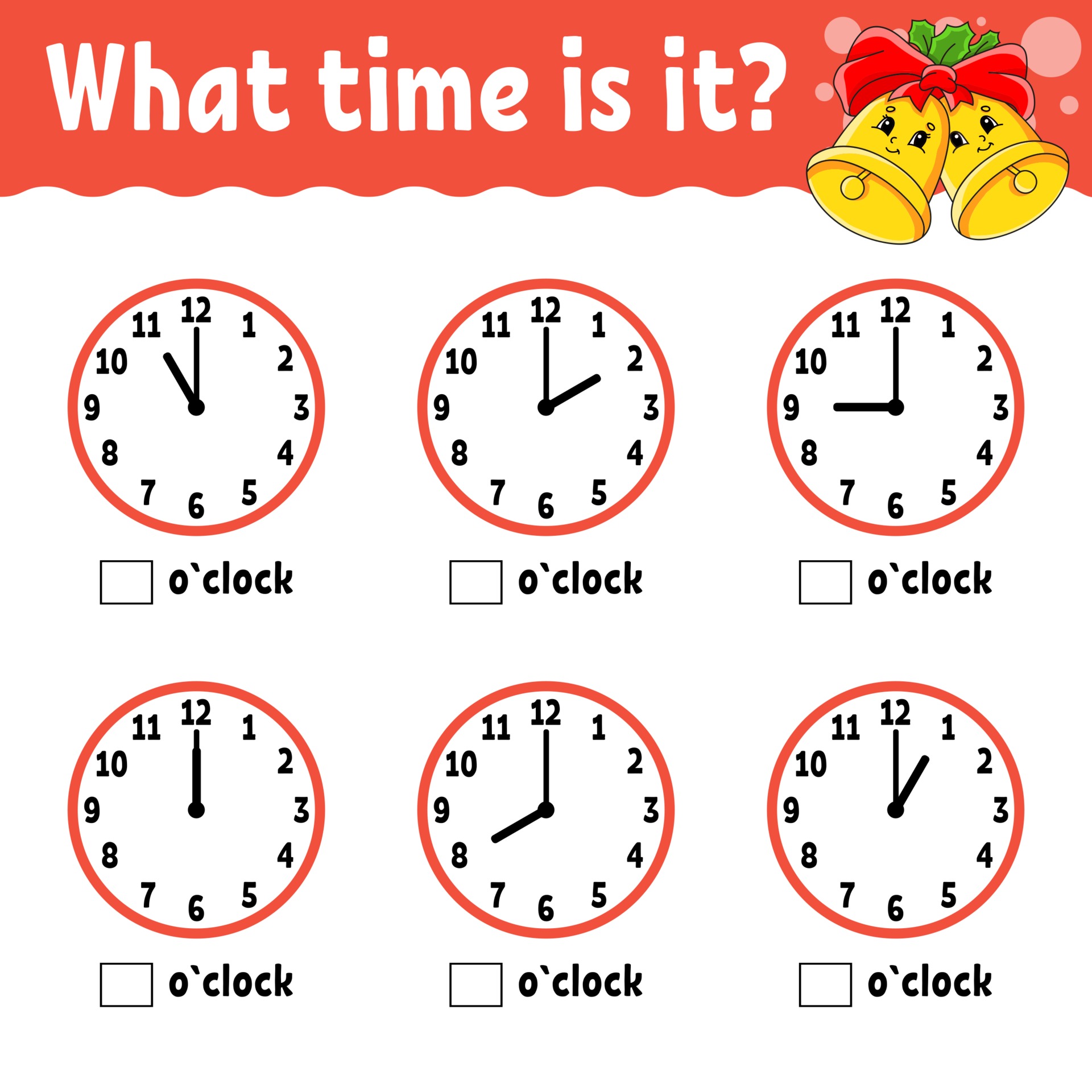 learning time on the clock winter theme educational activity worksheet for kids and toddlers game for children simple flat isolated color vector illustration in cute cartoon style 2166836 vector art at vecteezy