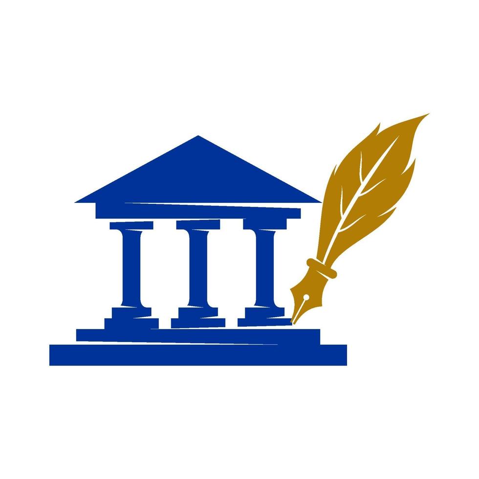 Law Justice Firm Courthouse Pen Design Vector icon Isolated