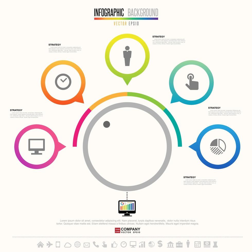 Plantilla de diseño de infografías con conjunto de iconos vector