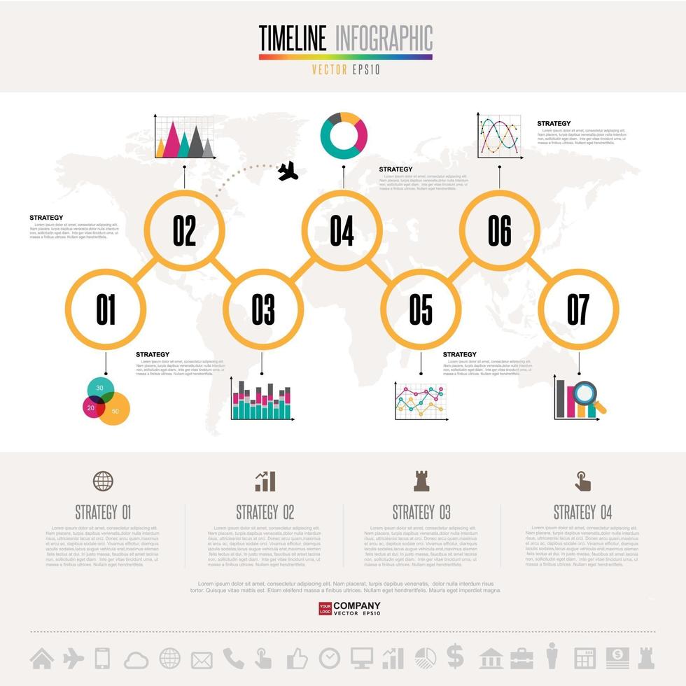 plantilla de diseño de infografías de línea de tiempo vector