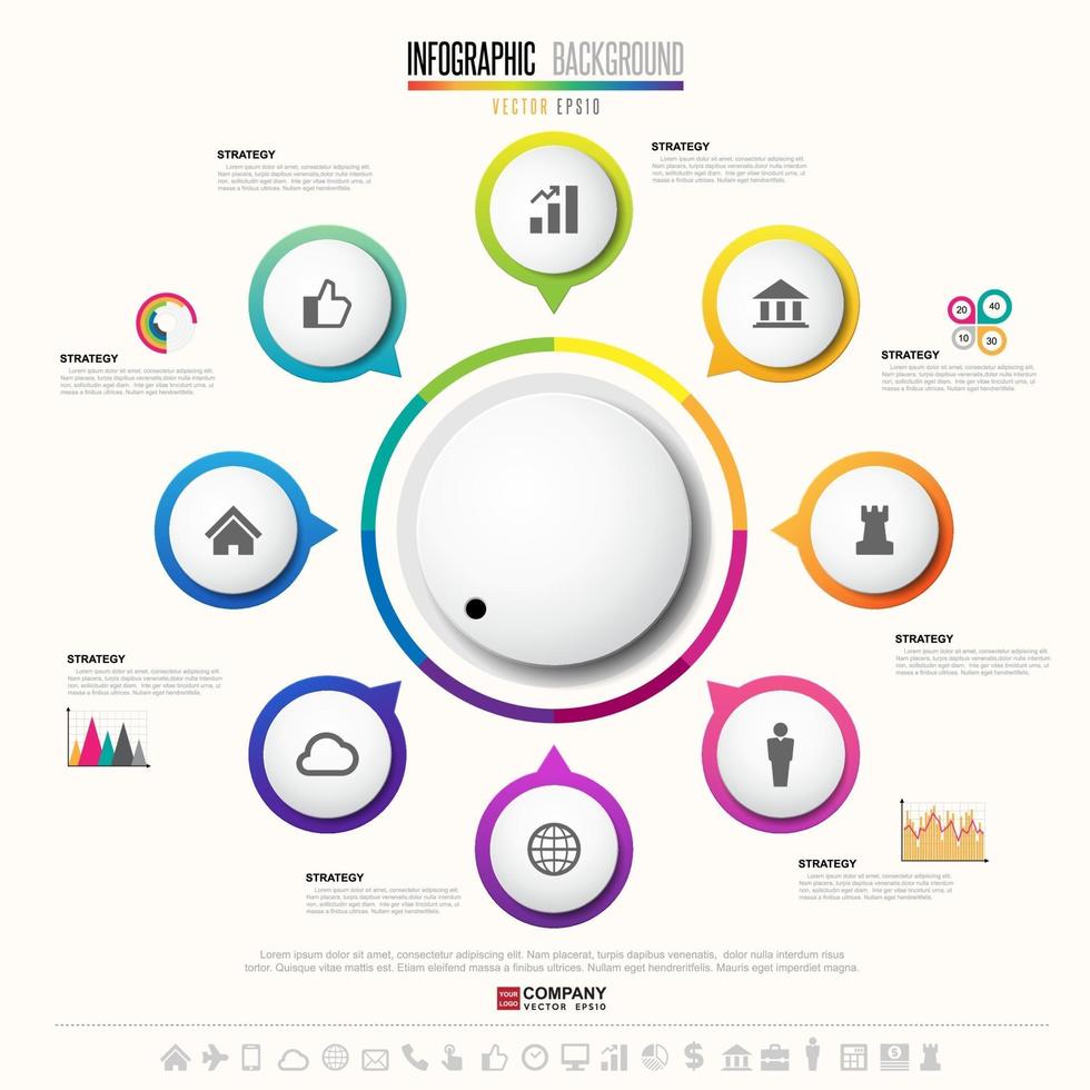 Infographics design template with icons set vector