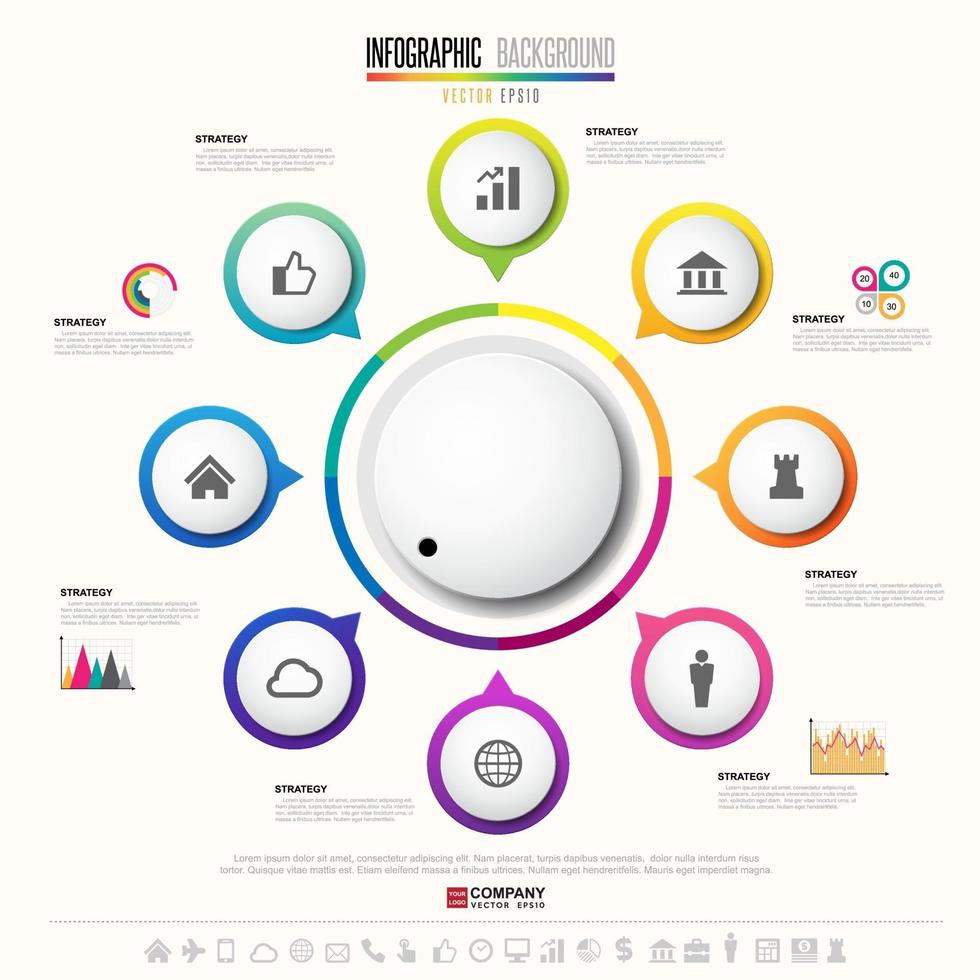 Plantilla de diseño de infografías con conjunto de iconos vector