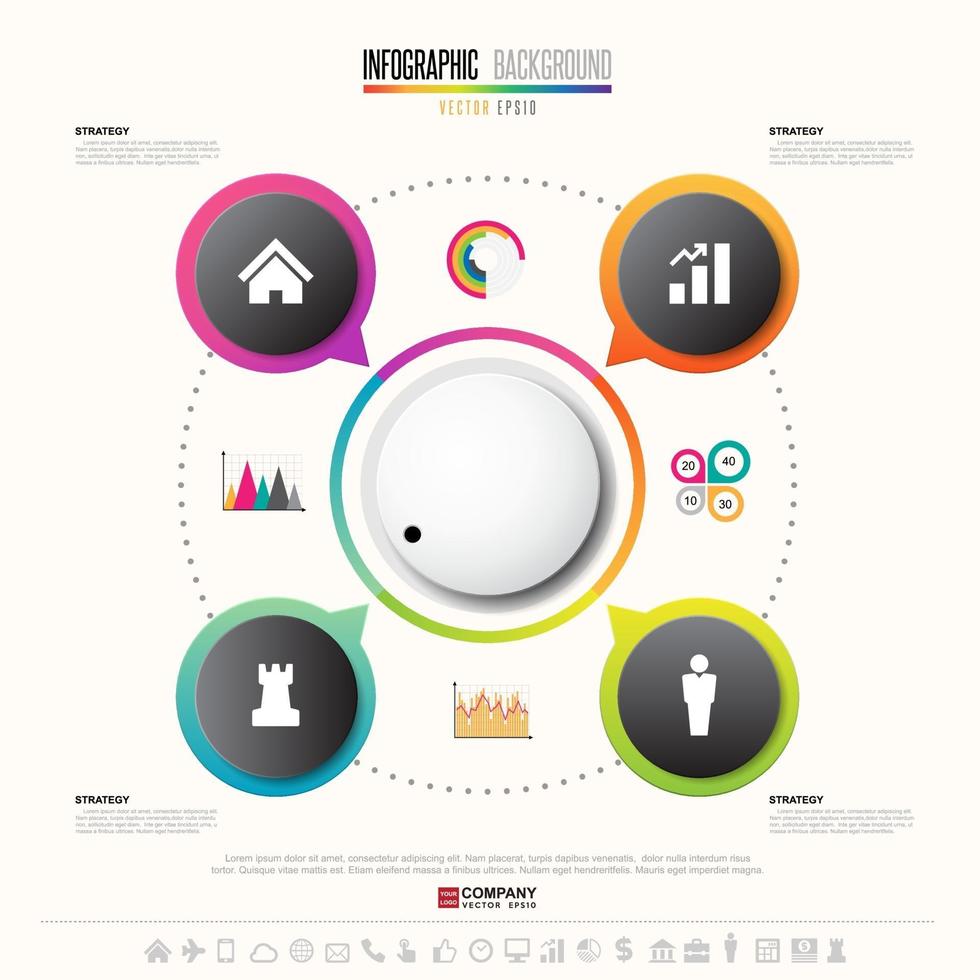 Infographics design template with icons set vector