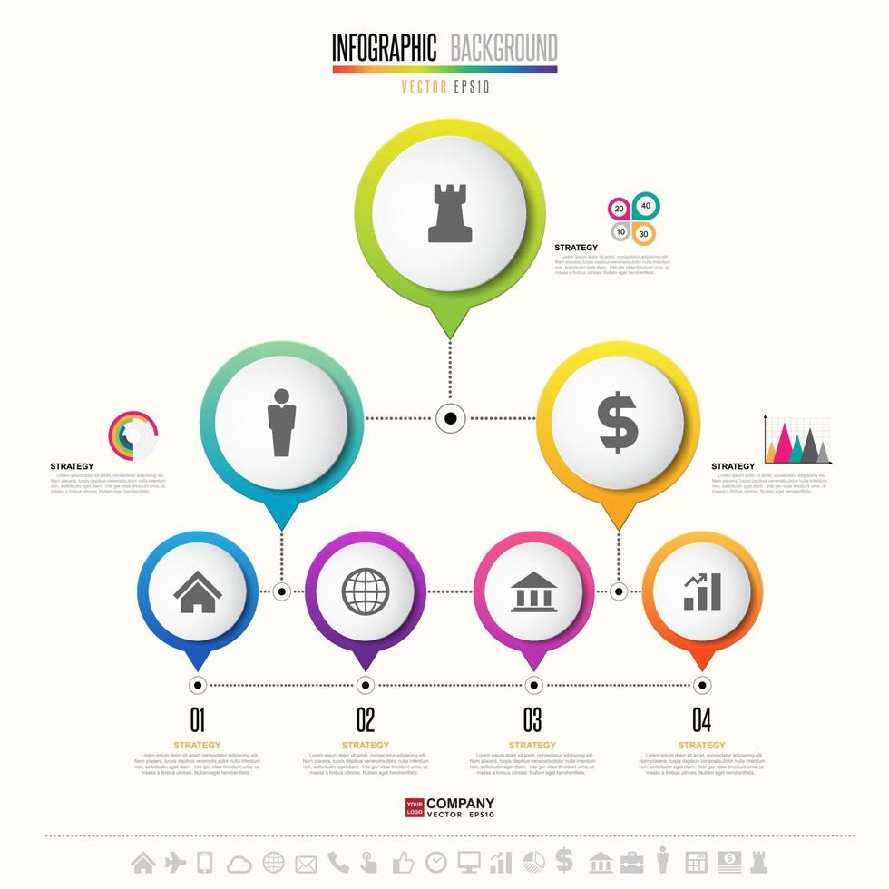 Infographics design template with icons set vector