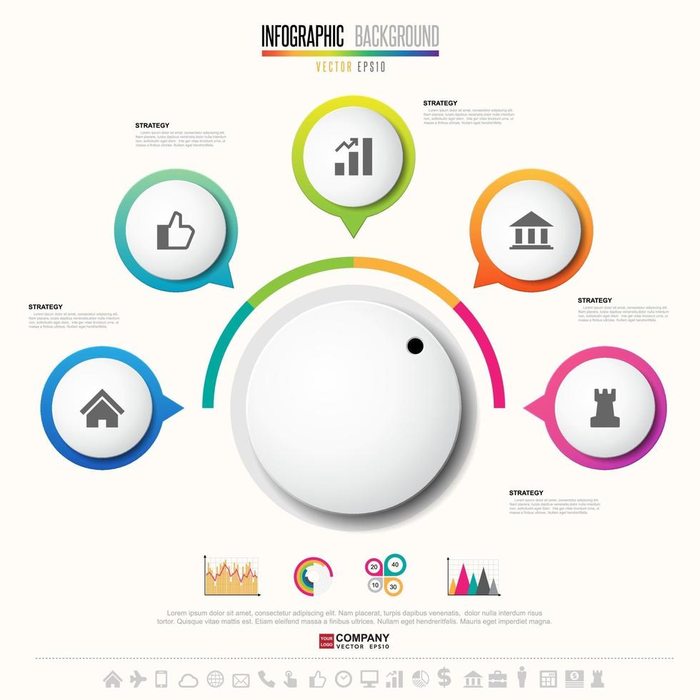 Infographics design template with icons set vector