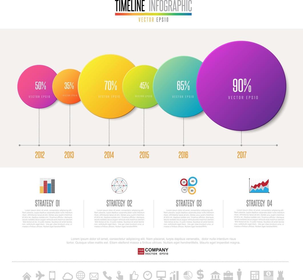 plantilla de diseño de infografías de línea de tiempo vector