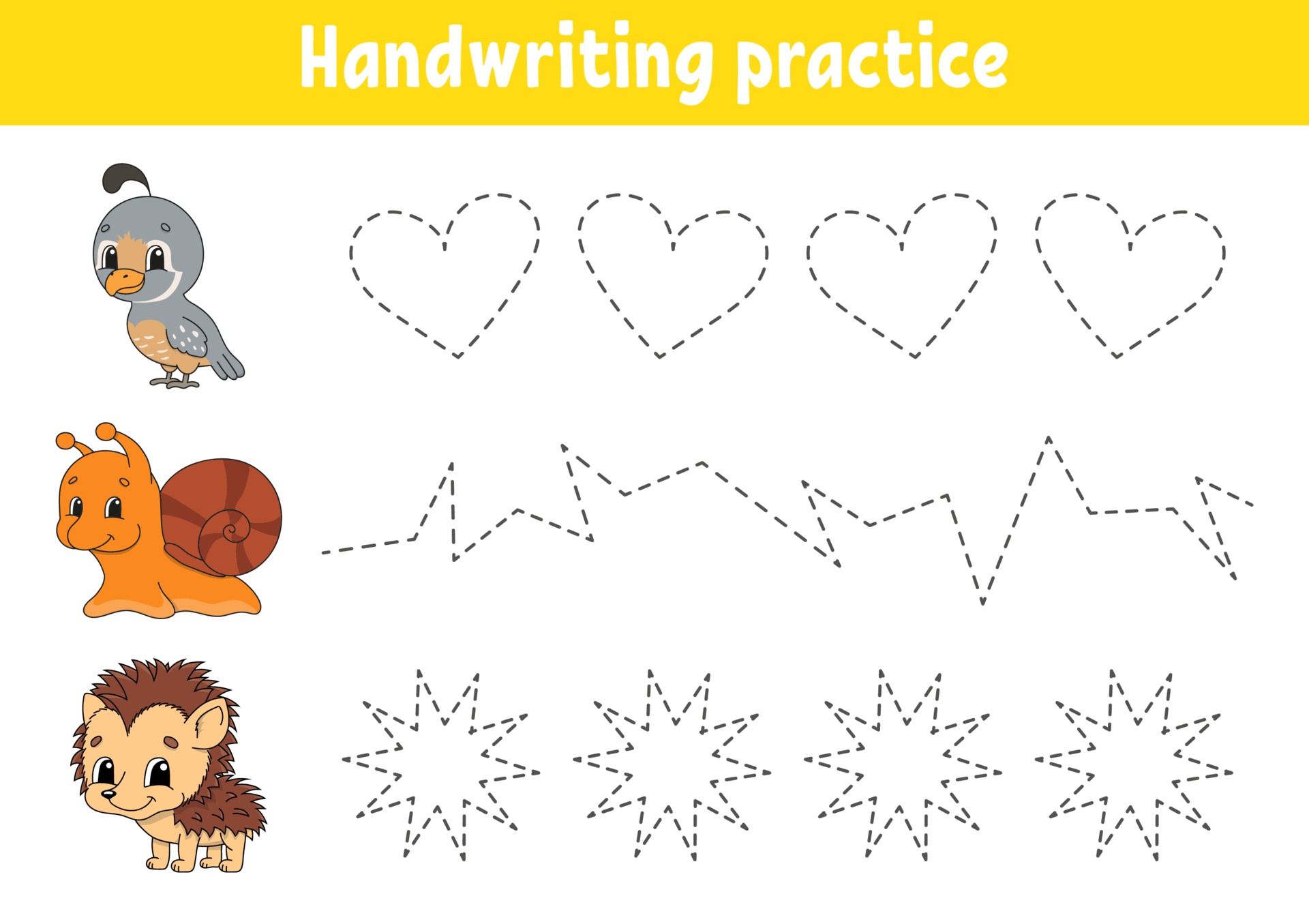 Handwriting pactice. Education developing worksheet. Activity page. Color  game for children. Isolated vector illustration. Cartoon character. 2167370  Vector Art at Vecteezy