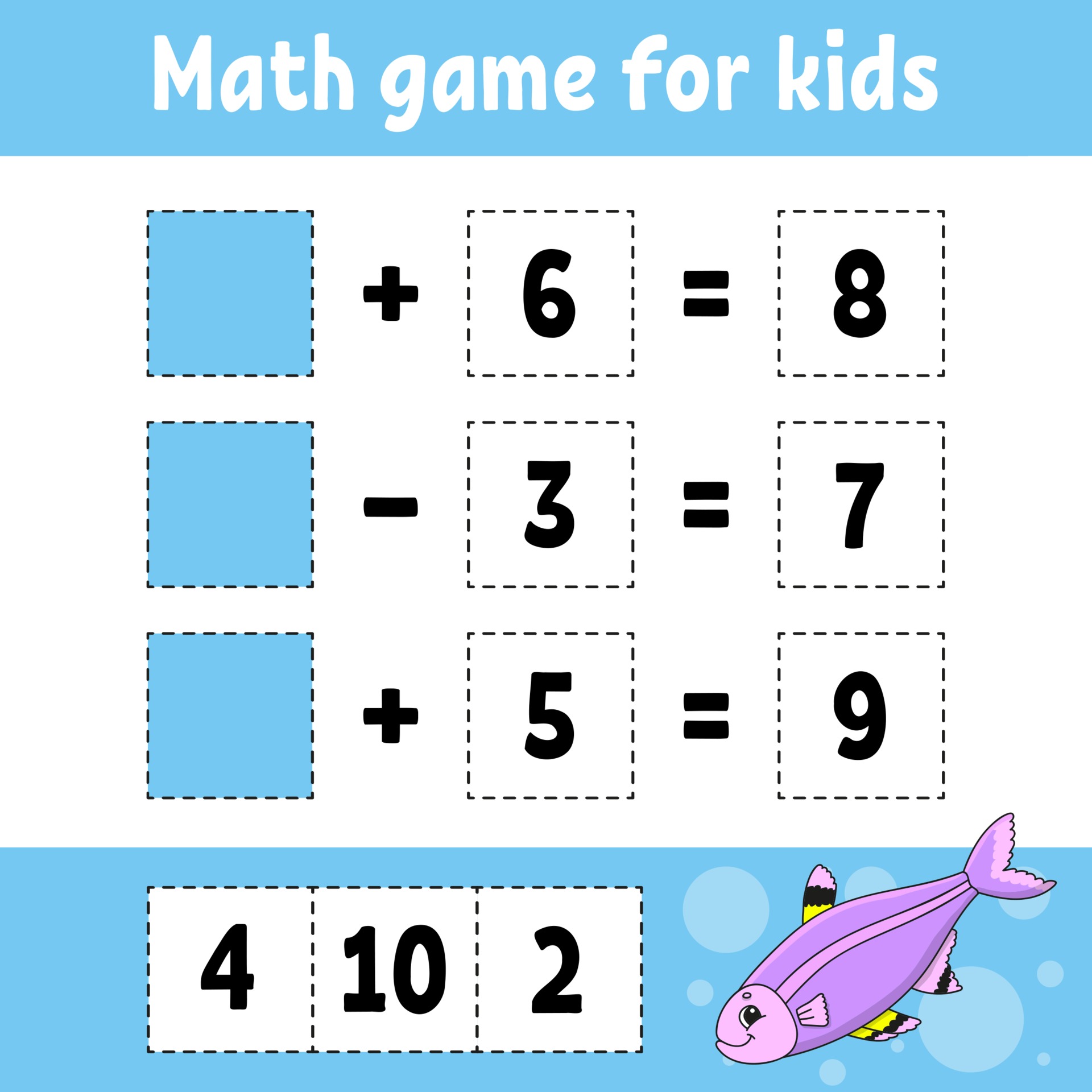 Math game for kids. Education developing worksheet. Activity ...