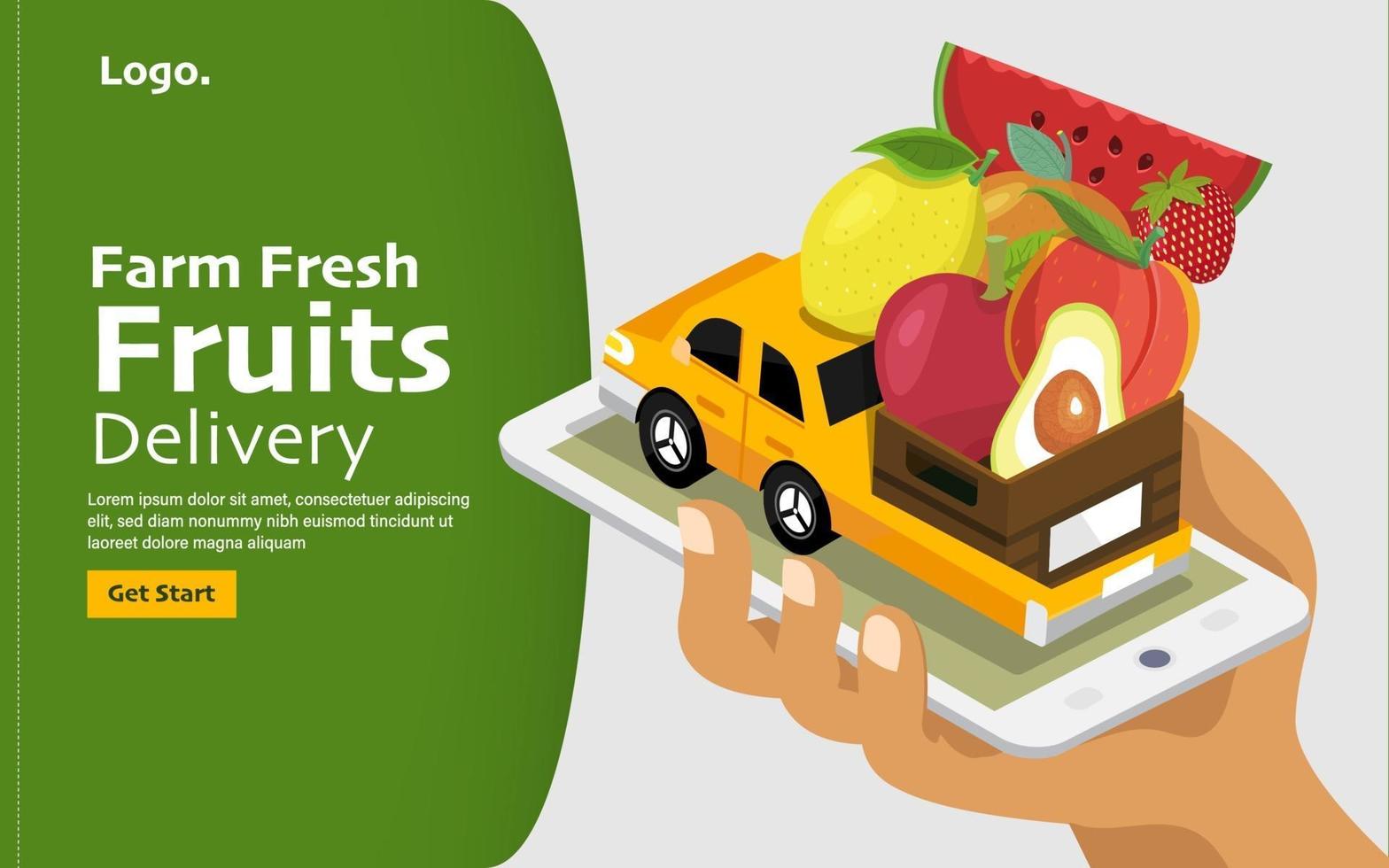 Farm fresh food mobile application vector