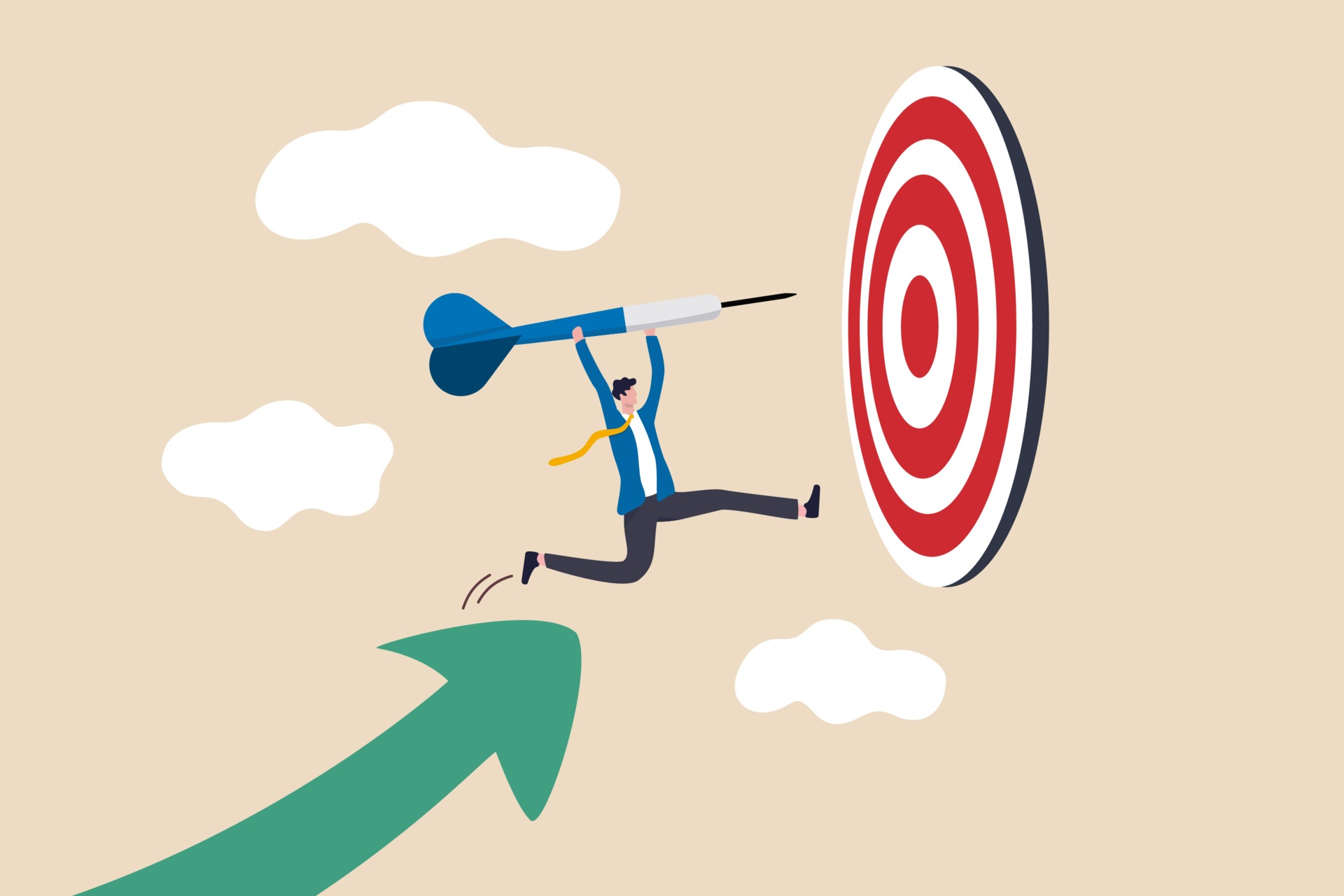 Business target achievement or success and reaching for target and goal