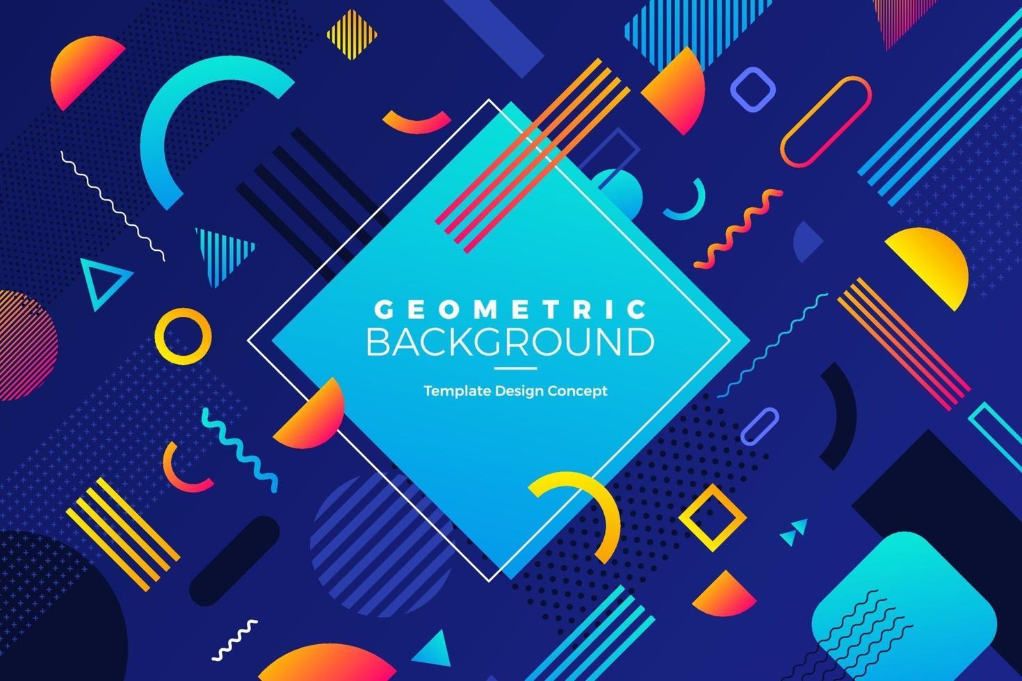 Geometric background with bright colors and dynamic shape compositions vector