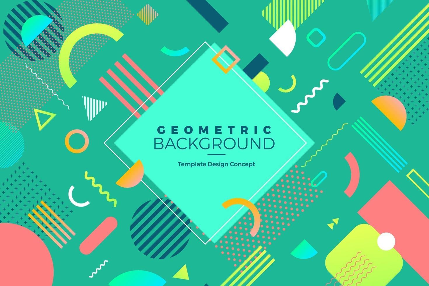 Geometric background with bright colors and dynamic shape compositions vector