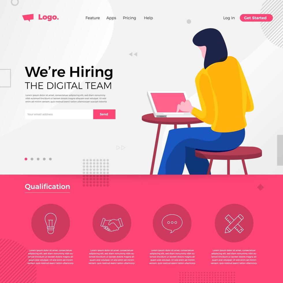 We're Hiring Landing Page vector