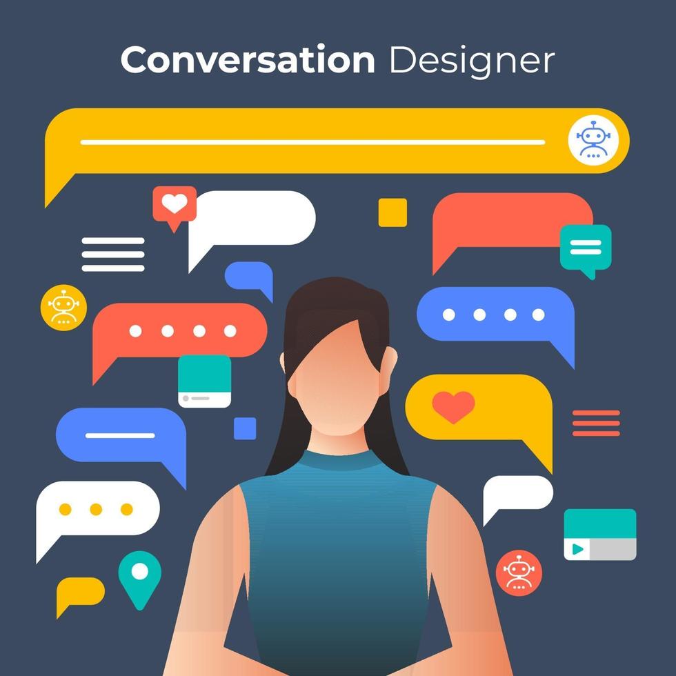 diseño de conversación para tecnología chatbot vector