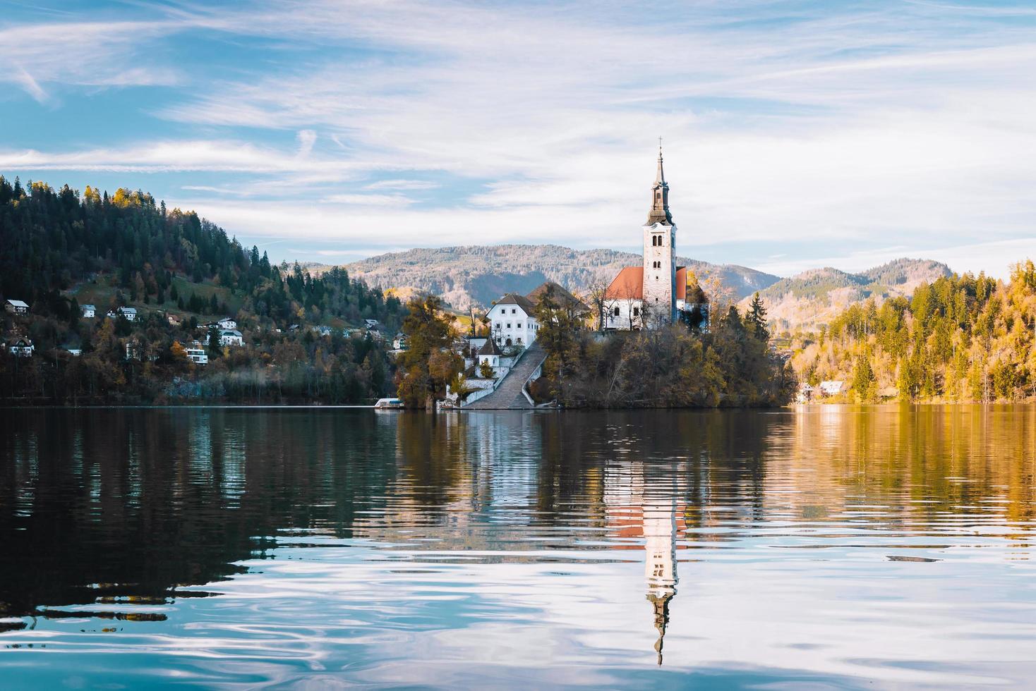 Lake Bled in the Alpine mountains photo