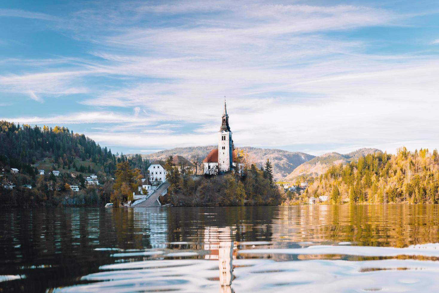 Lake Bled in the Alpine mountains photo